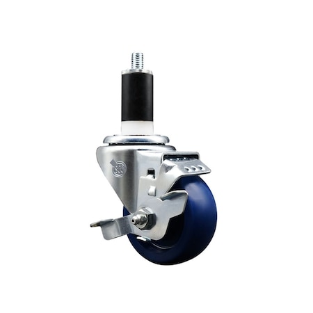 Service Caster 3'' Solid Poly Swivel 1-3/8'' Expanding Stem Caster with Brake SCC-EX20S314-SPUS-TLB-138